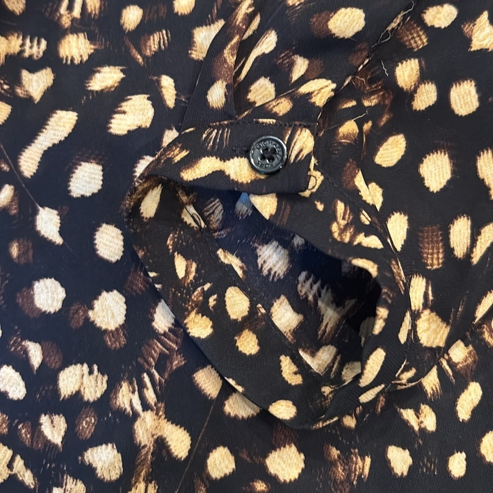 MICHAEL MICHAEL KORS animal print long sleeve blowers front tie L - Picture 3 of 8